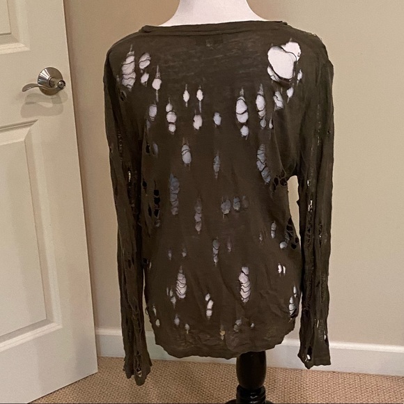 Iro Olive green destroyed linen sweater - Picture 3 of 3